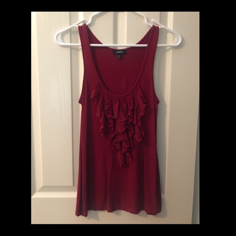 Express Red Frilly Tank Top